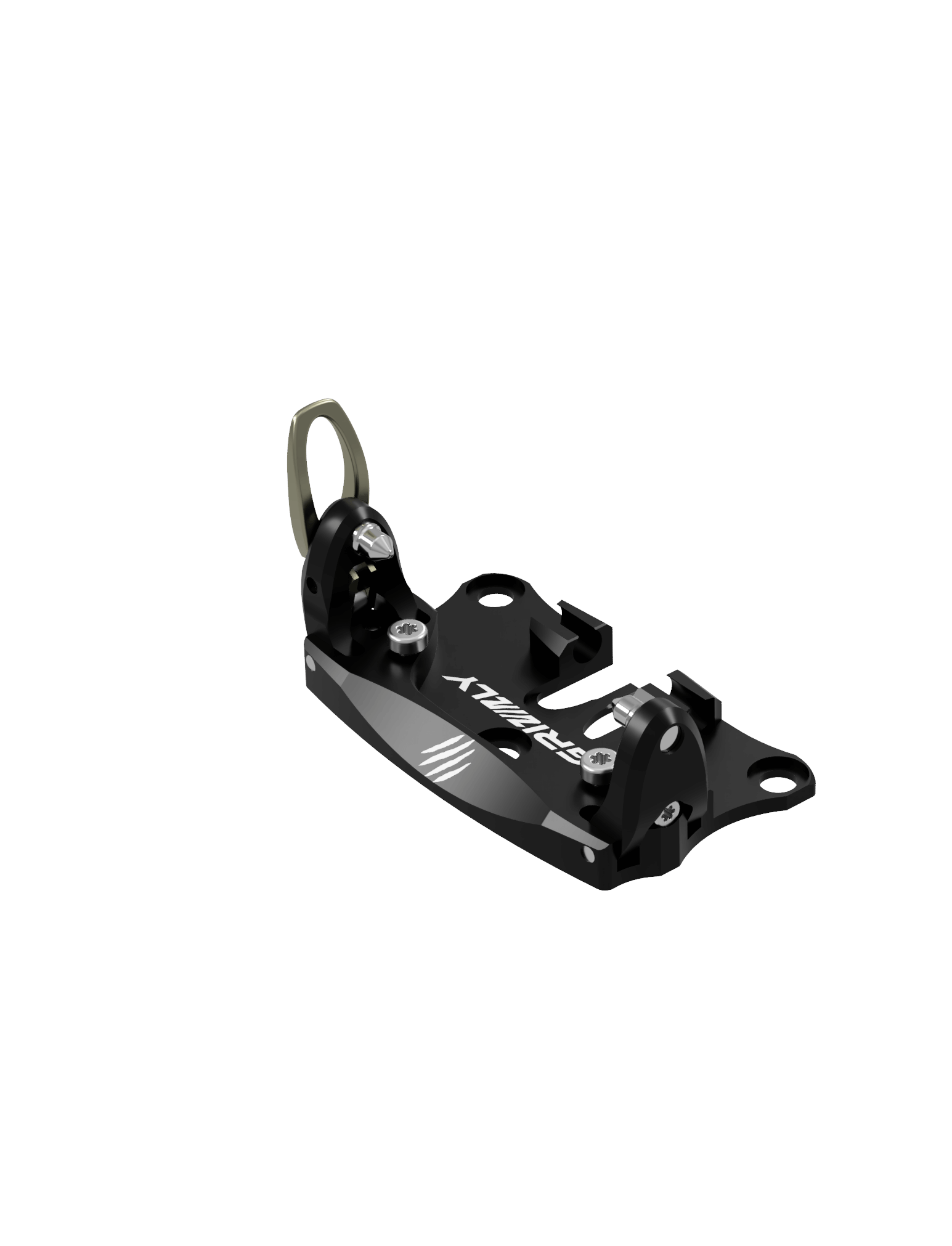 Black metal component with 'Strider' branding on a white background